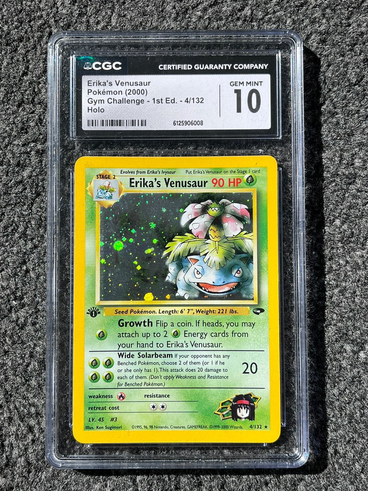 Pokémon CGC 10 1st ed Erika’s Venusaur holo #4 Gym Challenge, Ophalen of Verzenden, Zo goed als nieuw, Losse kaart, Foil