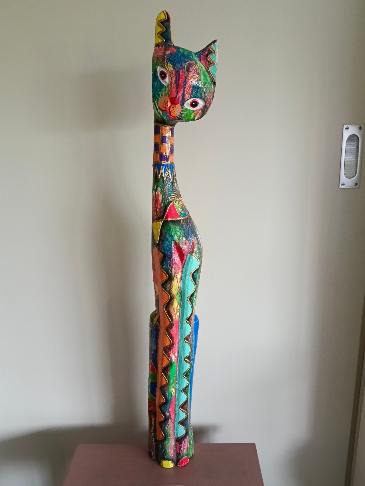aparte kat kunstwerk 85 cm hoog zeer mooi, Antiek en Kunst, Ophalen of Verzenden, Natuurlijk materiaal
