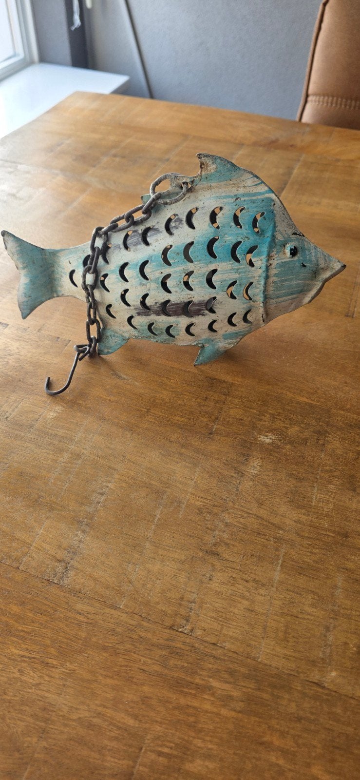 Decoratieve metalen vis - Blauw/Wit, Gebruikt, Blauw, Overige stijlen, Ophalen of Verzenden