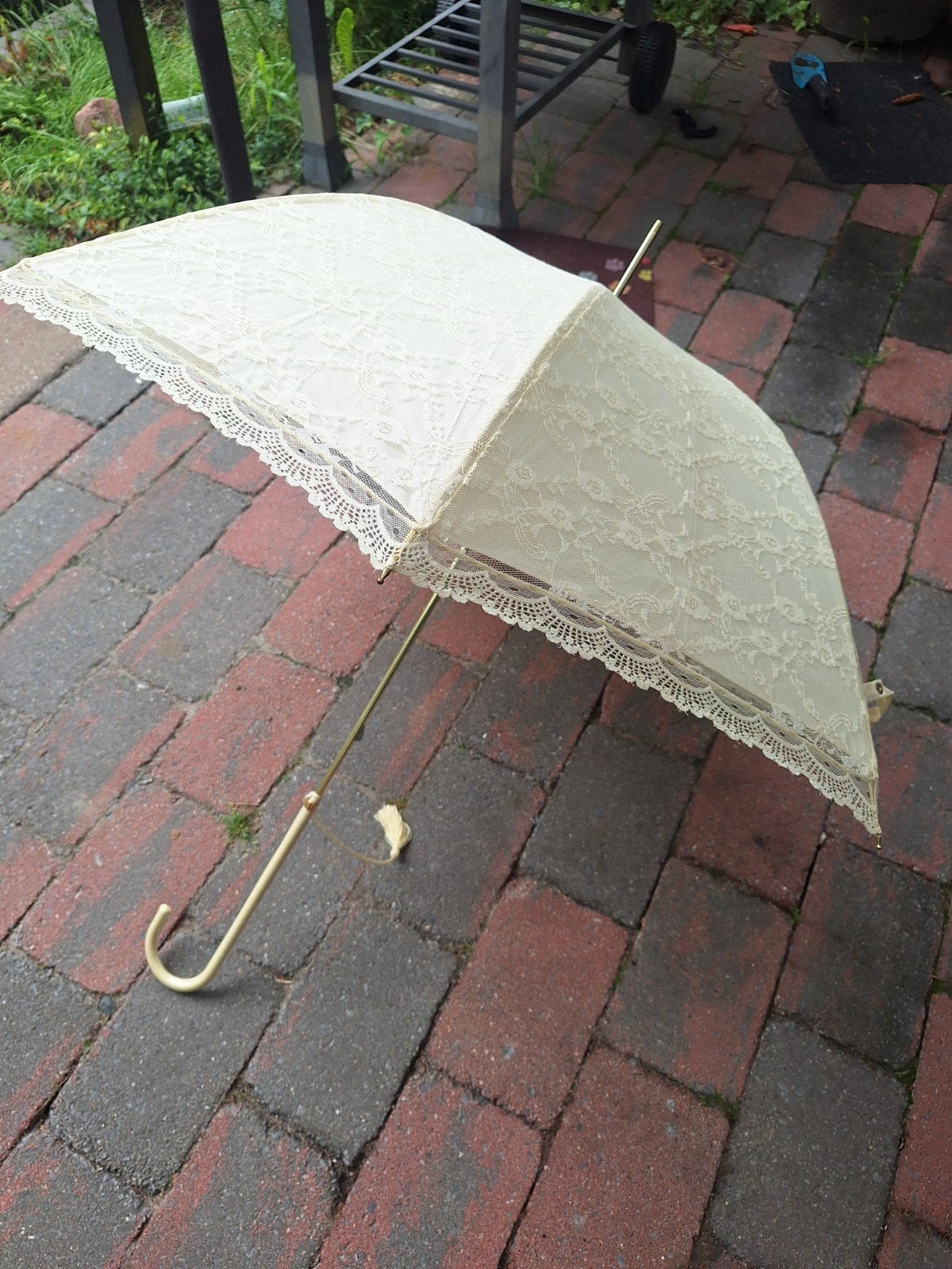 Vintage Kanten Parasol - Crème Kleurig, Ophalen of Verzenden, Zo goed als nieuw, Overige kleuren