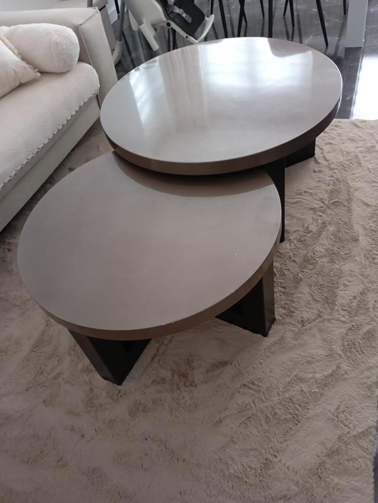 Salontafel set tweedelig, Huis en Inrichting, Tafels | Salontafels, Ophalen, Rond, 50 tot 100 cm, Metaal