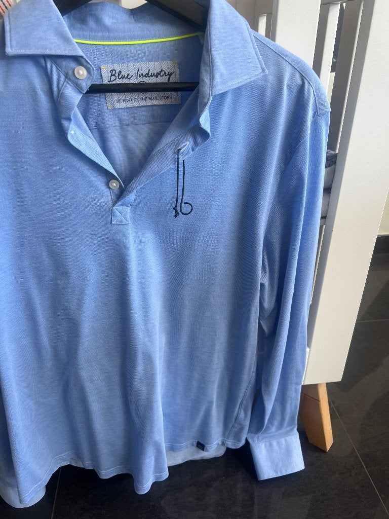 Nieuw ongedragen mooi polo/overhemd Blue Industry mt l, Maat 52/54 (L), Blue Industry, Blauw, Nieuw