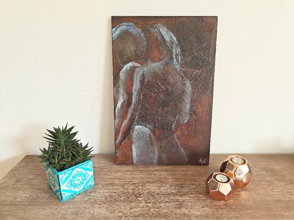 Origineel handgeschilderd acrylschilderij op doek 40 x 60 cm, Ophalen of Verzenden