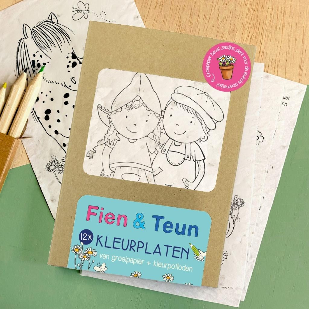 Fien & Teun kleurplaten van groeipapier, Info@bloom-yourmessage.nl, Verzenden, Nieuw, Van Heekstraat 15 3125BN Schiedam