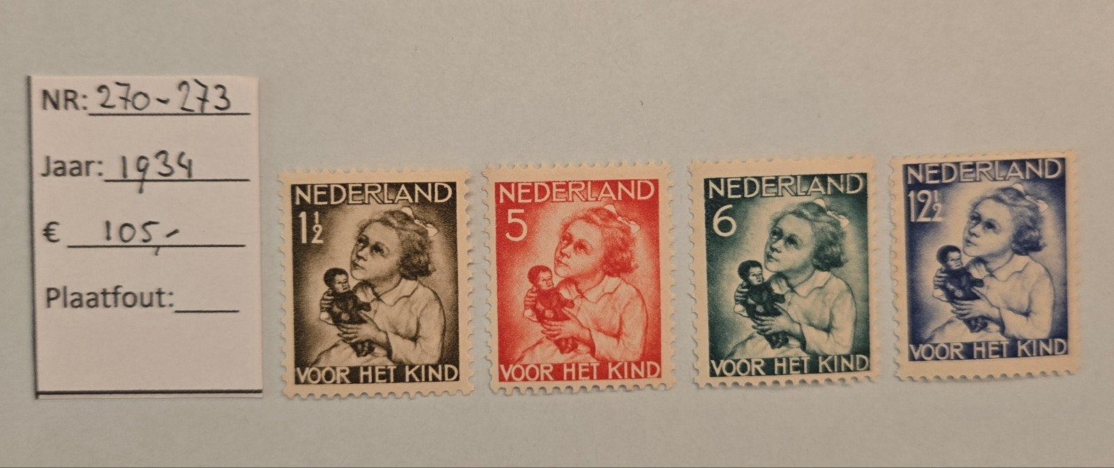 Nederland 1934: Voor Het Kind postzegels (NR: 270-273), Postzegels en Munten, Postzegels | Nederland, Ophalen of Verzenden