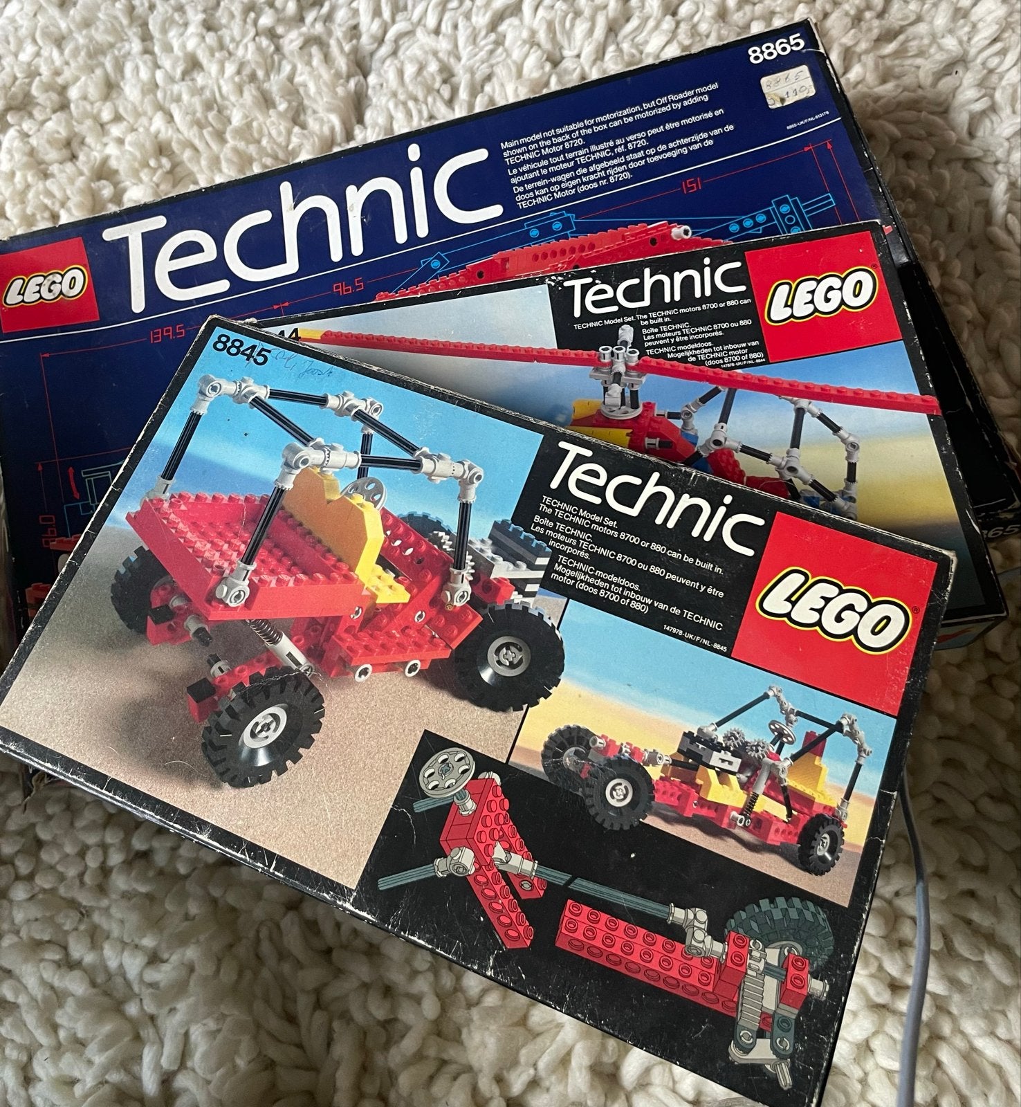 3 Vintage Technic Lego Sets: 8865, 8844, 8845, Ophalen of Verzenden, Gebruikt