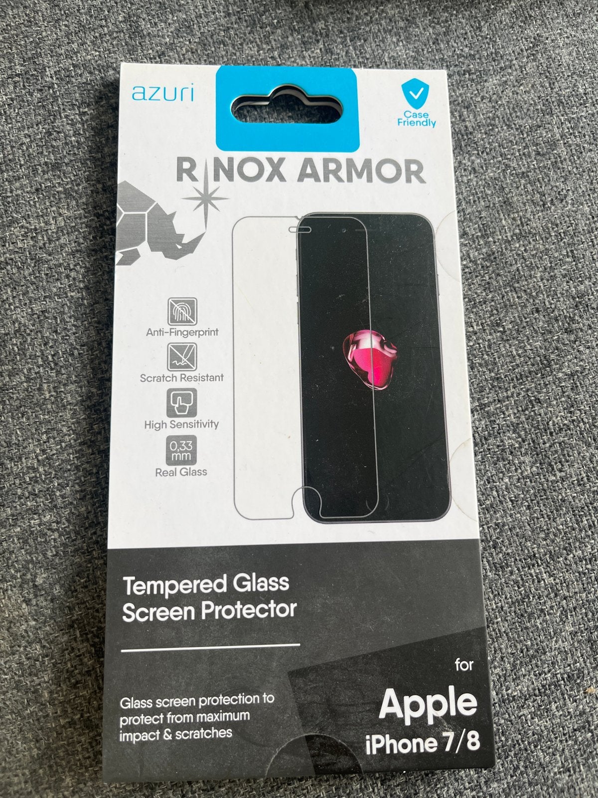 Azuri Rinox Armor Tempered Glass Screen Protector iPhone 7/8, Overige merken, Anti-vingerafdruk, Nieuw, Ophalen of Verzenden