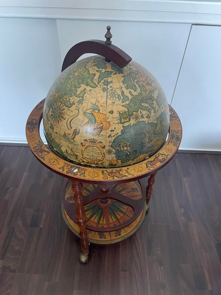 Antieke wereldbol bar - Globe bar, Gebruikt, Ophalen of Verzenden, Bruin, Vintage