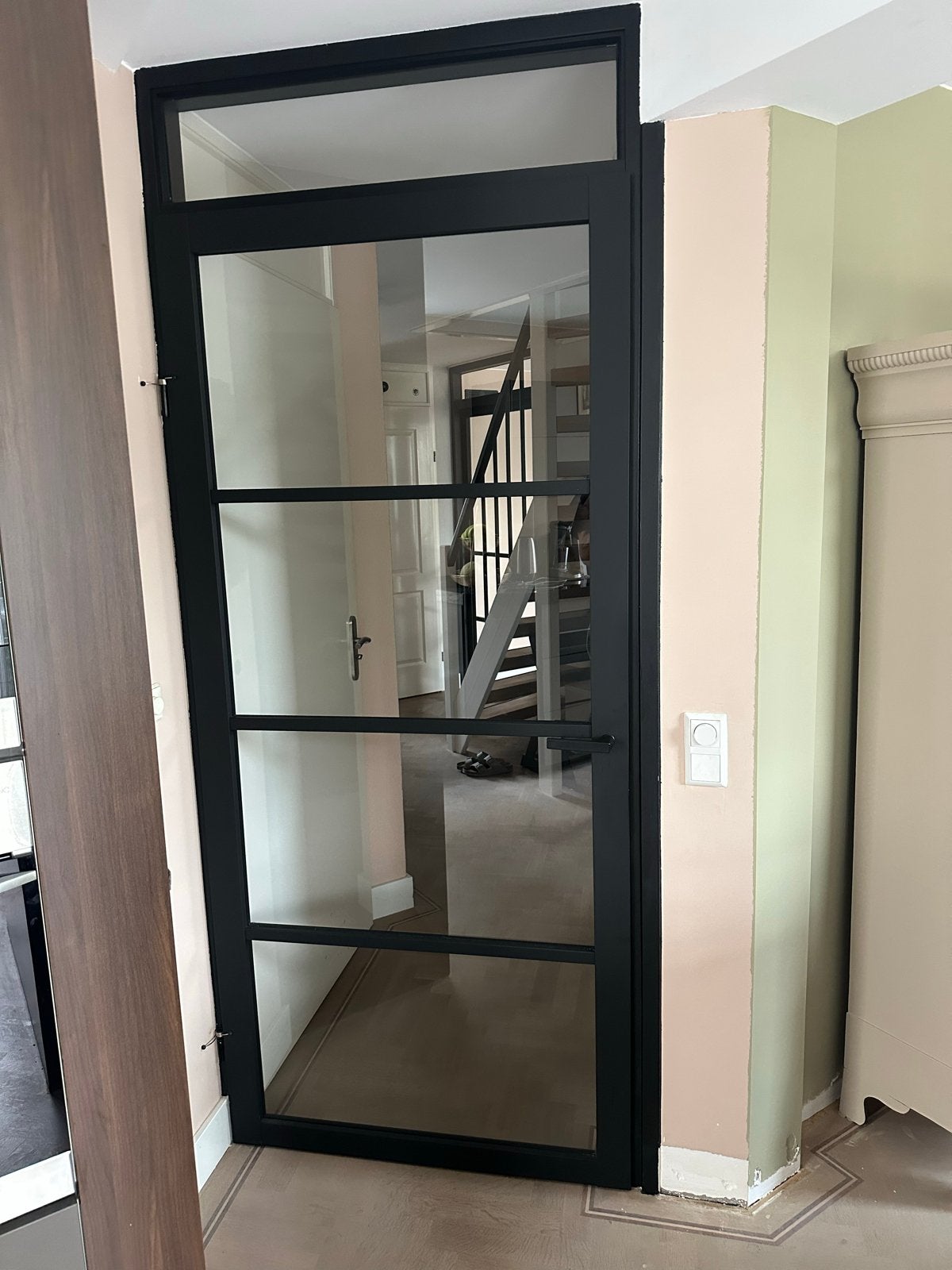 Moderne zwarte staallook binnendeuren met glas, Ophalen, 80 tot 100 cm, Binnendeur, 200 tot 215 cm