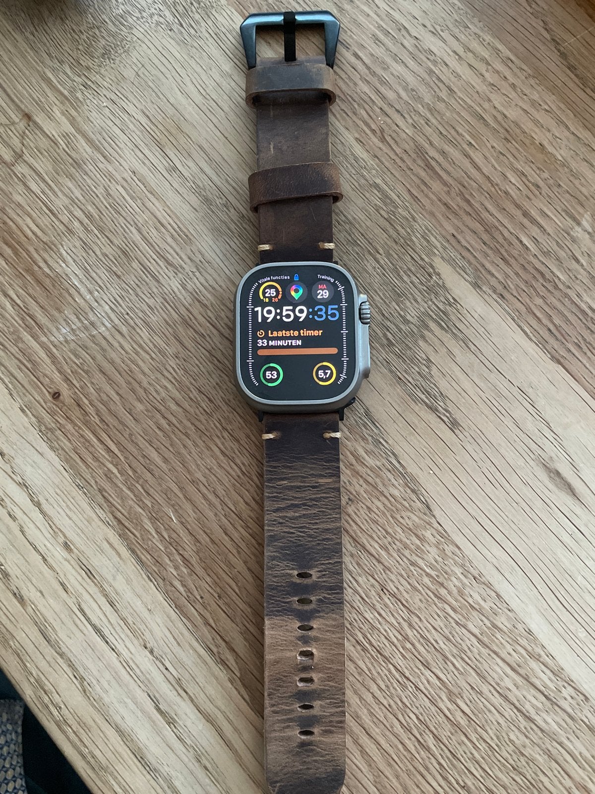 Leren bandje voor Apple Watch Ultra - Bruin, Ophalen, Zo goed als nieuw, IOS