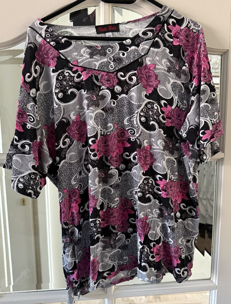 Olivita Mode t-shirt met bloemen maat XXL, Kleding | Dames, Maat 46/48 (XL) of groter, Ophalen of Verzenden, Korte mouw, Gedragen