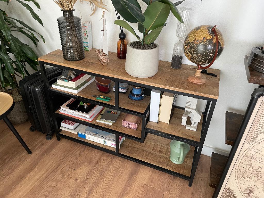 Dekoria Loft lage open kast industrieel (115 X 35 X 75 CM), Ophalen, Zo goed als nieuw