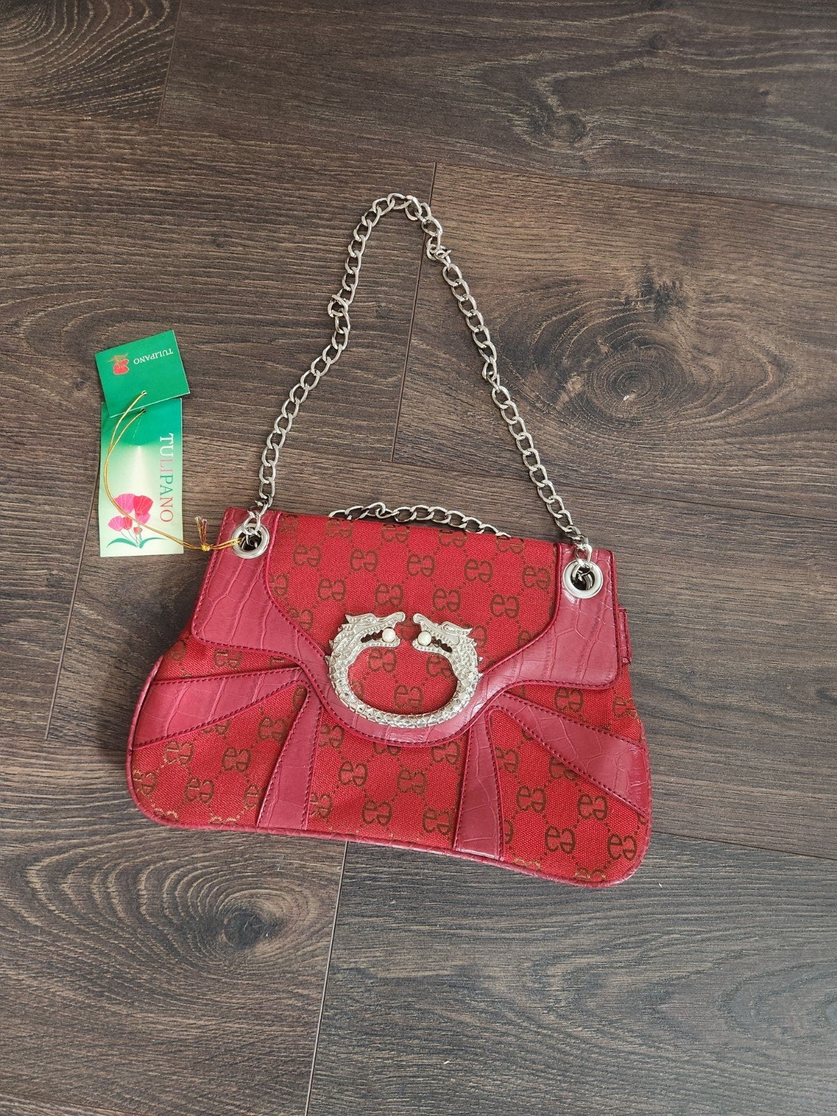 Leuke rode avondtas met ketting en draken sluiting, Ophalen of Verzenden, Nieuw, Rood, Avondtasje