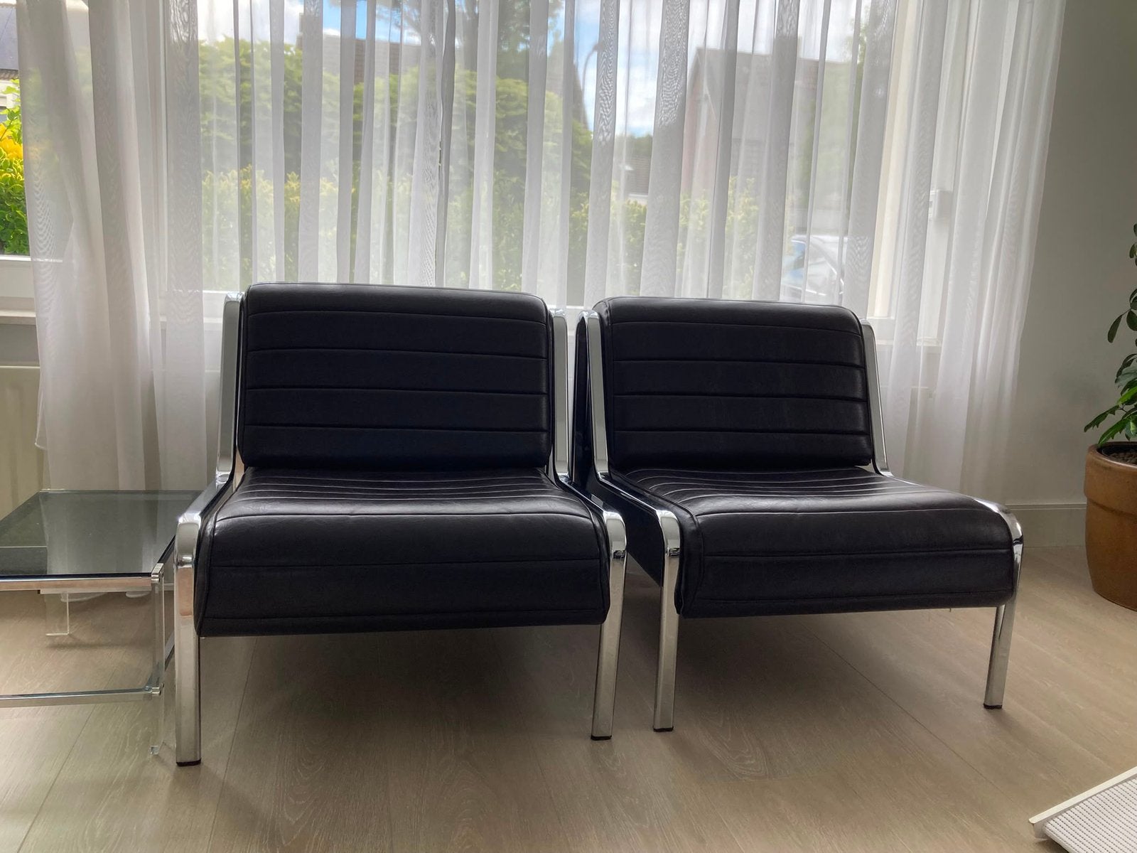 Buisframe fauteuils vintage design, Ophalen, Overige materialen, Gebruikt, Twee