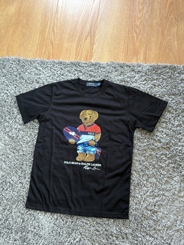 Ralph Lauren T-Shirt Zwart met Beer Frontprint in Maat M, Maat 48/50 (M), Zwart, Ophalen of Verzenden, Zo goed als nieuw