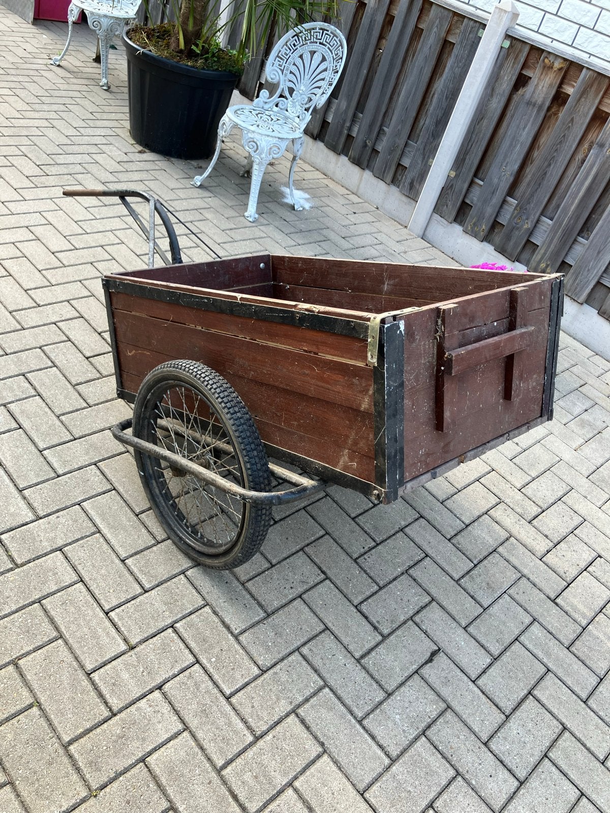 Robuuste houten bolderkar met wielen, Auto diversen, Ophalen of Verzenden
