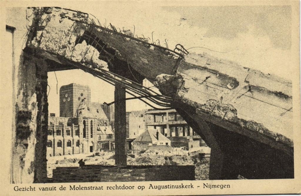 Gezicht vanuit de Molenstraat - Nijmegen - oorlog - 1948 gel, Ophalen of Verzenden, 1940 tot 1960, Gelopen, Gelderland