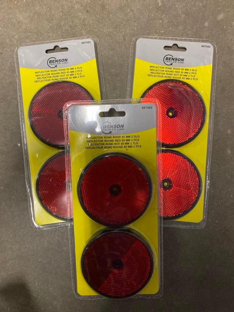 3x Set Nieuwe Benson Ronde Rode Reflectoren 85mm, Auto-onderdelen, Verlichting, Onbekend, Nieuw, Ophalen of Verzenden, Onbekend