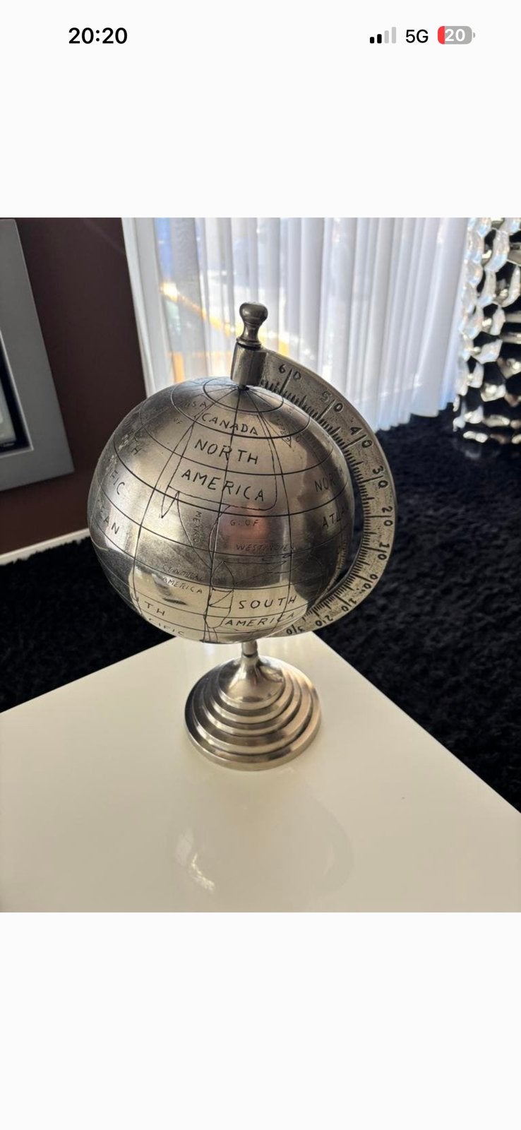 Wereldbol zilver, Ophalen of Verzenden, Zo goed als nieuw