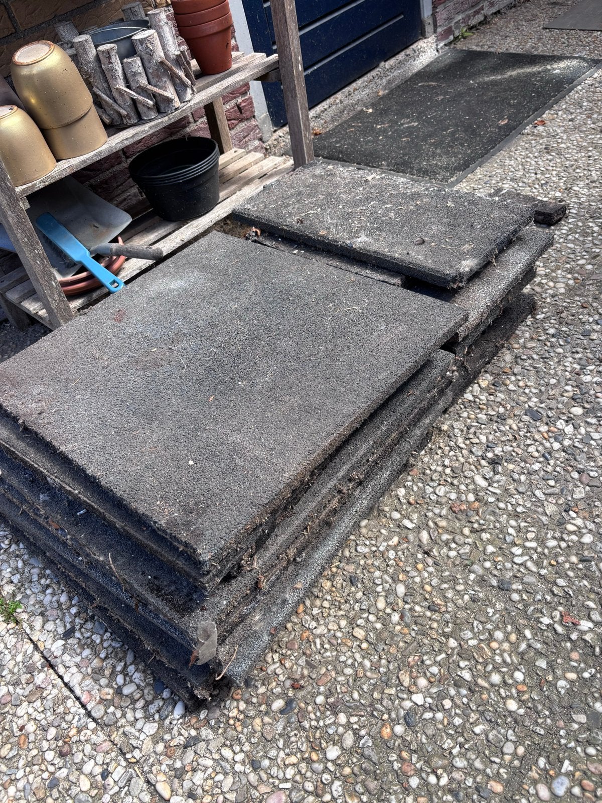 gebruikte rubberen terrastegels 50x50 cm, Tuin en Terras, Tegels en Klinkers, Ophalen, Gebruikt, Minder dan 5 m², Beton