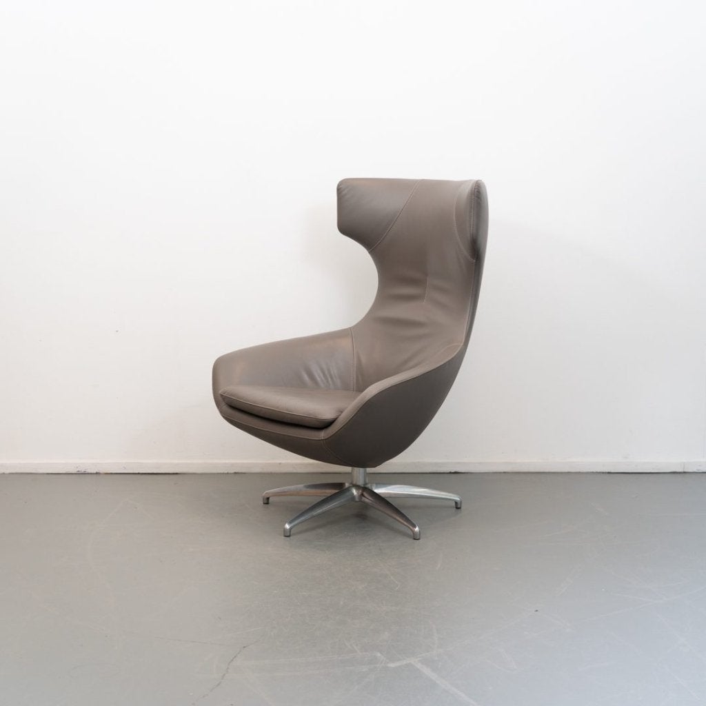 Leolux Caruzzo Plus Fauteuil Grijs/Beige Leer, Niet ingevuld, Zo goed als nieuw, Niet ingevuld, Niet ingevuld