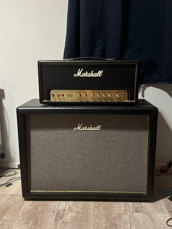 Marshall Origin 20 met Cab en Footswitch, Ophalen, Zo goed als nieuw, Minder dan 50 watt
