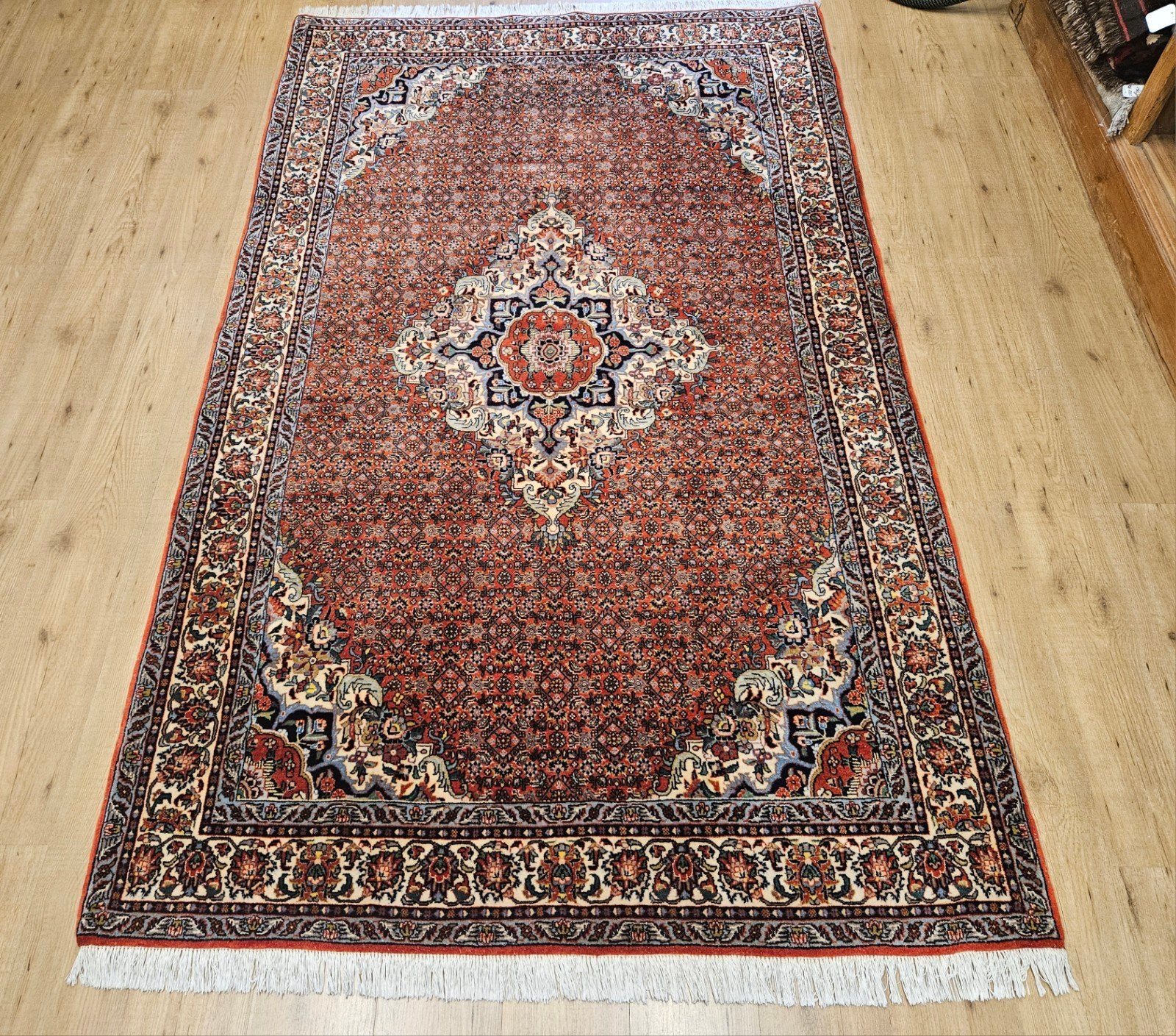 Vintage handgeknoopt perzisch tapijt bidjar 265x156, Tweedehands, Perzisch, Oranje, 150 tot 200 cm