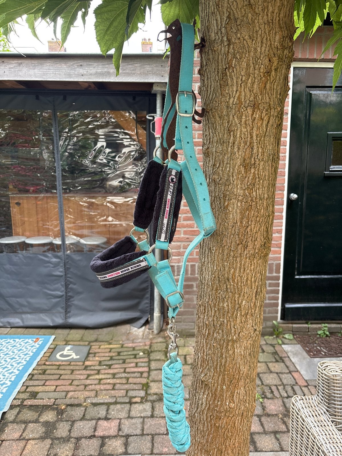 Blauw Fouganza halster met halstertouw, Ophalen of Verzenden, Zo goed als nieuw