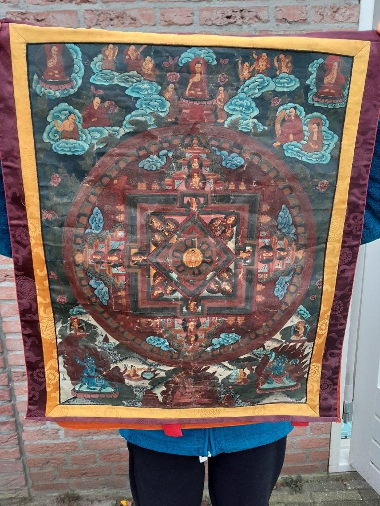 tangka, Antiek en Kunst, Wanddecoratie, Textiel, Geschilderd, Tibet