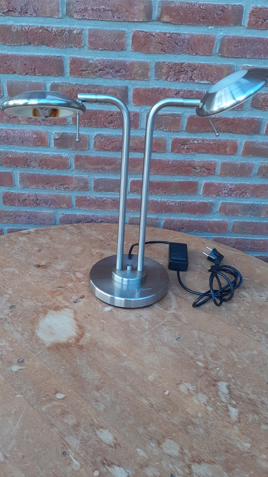Jan des Bouvrie Tafellamp - Dimbaar, Zilverkleurig RVS, Bureaulamp, 43 cm, Ophalen of Verzenden, Zo goed als nieuw