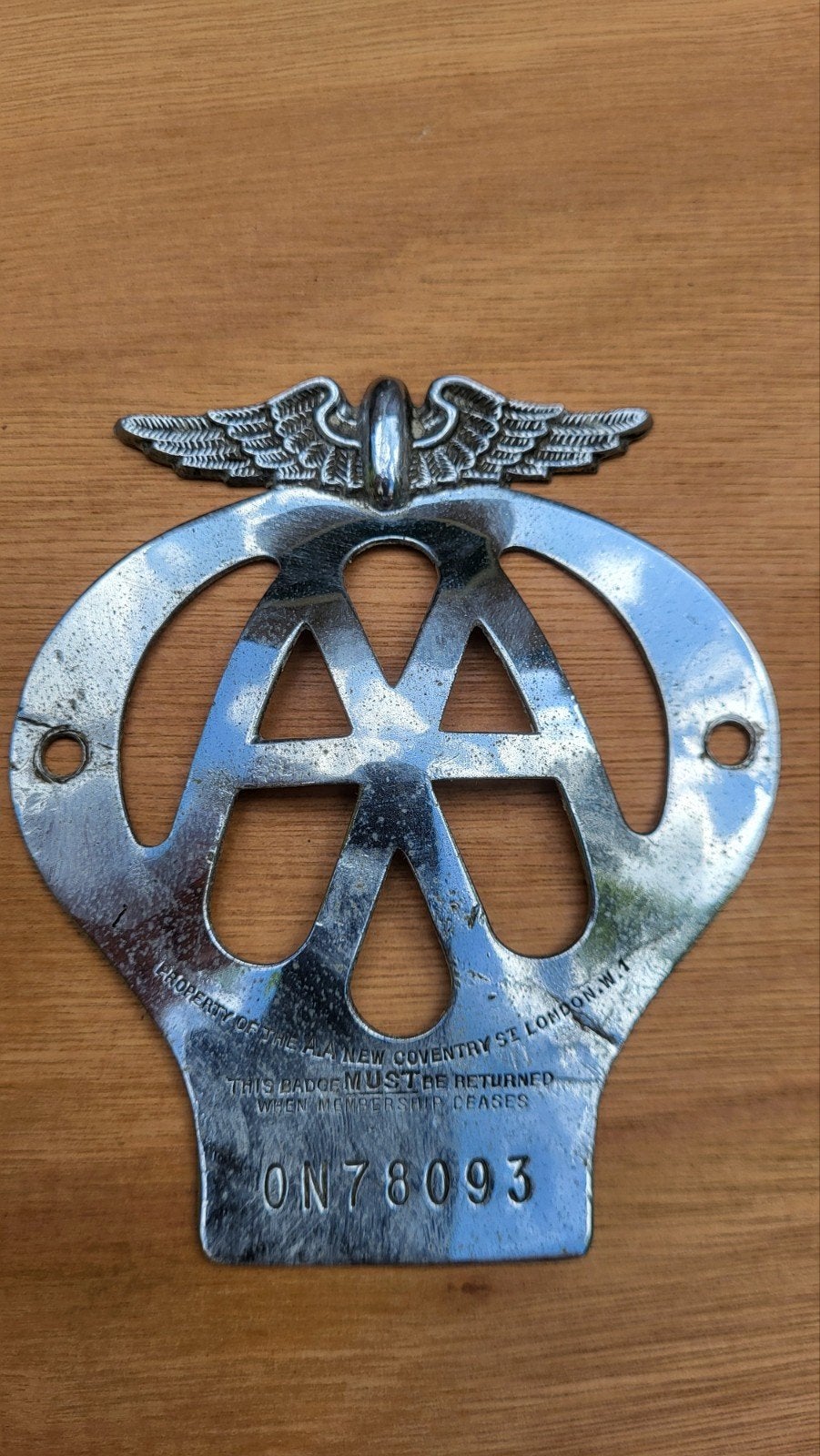 Vintage AA Auto Club Badge - Zeldzaam verzamelobject, Ophalen of Verzenden, Gebruikt
