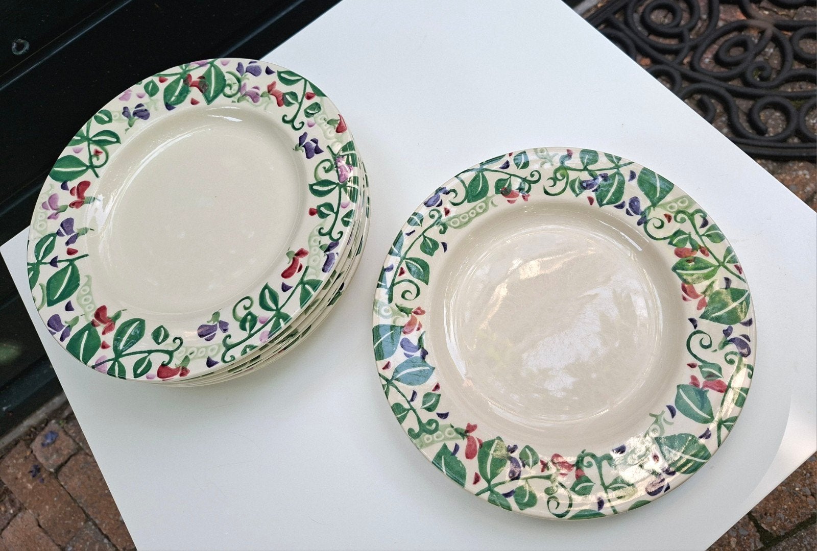 5 Emma Bridgewater Sweet Pea dinerborden, Ophalen, Gebruikt, Landelijk/Boerenbont, Emma Bridgewater