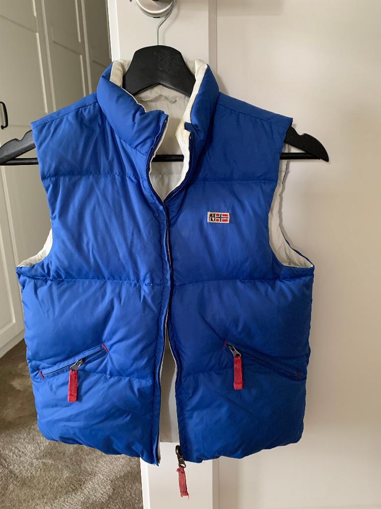 bodywarmer Napapijri blauw-off white dubbelzijdig, Ophalen of Verzenden, Gebruikt, Jongen, Jas