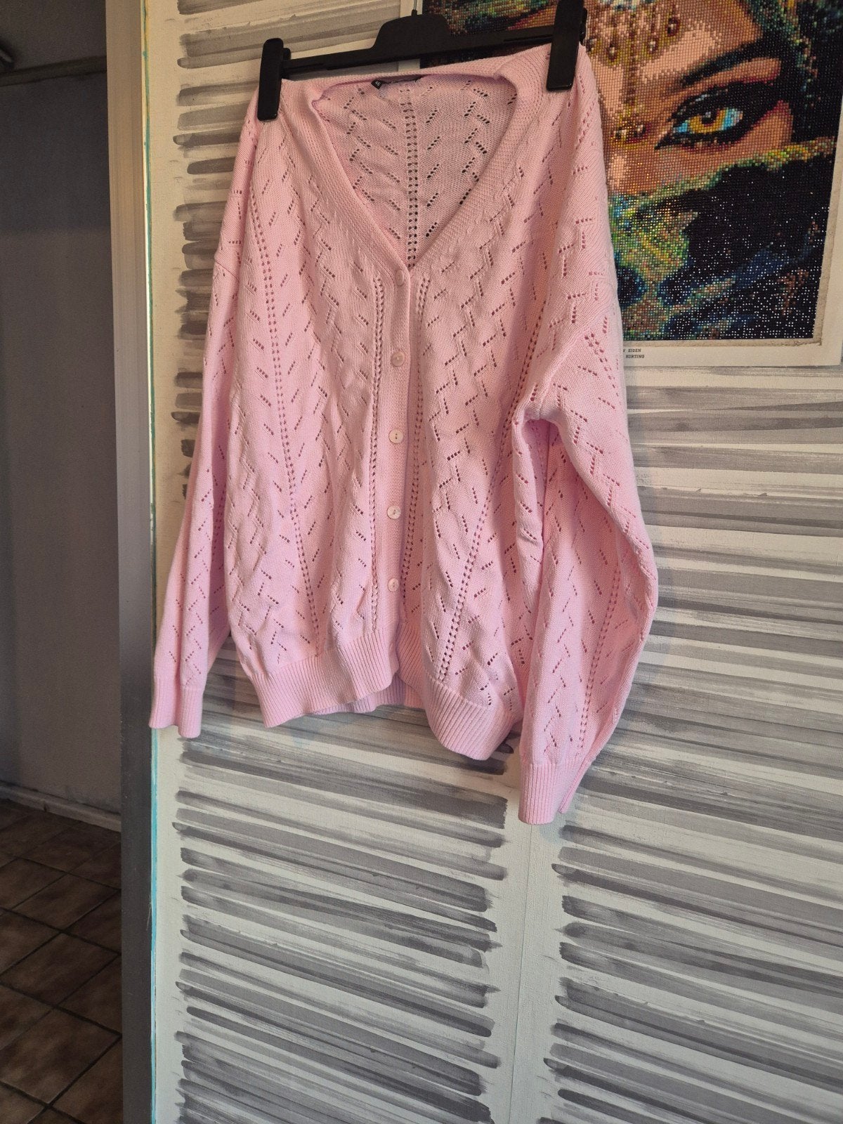 Babyroze Ajour Gebreid Vest met Knoopjes, Ophalen, Zo goed als nieuw, Norah, Meisje
