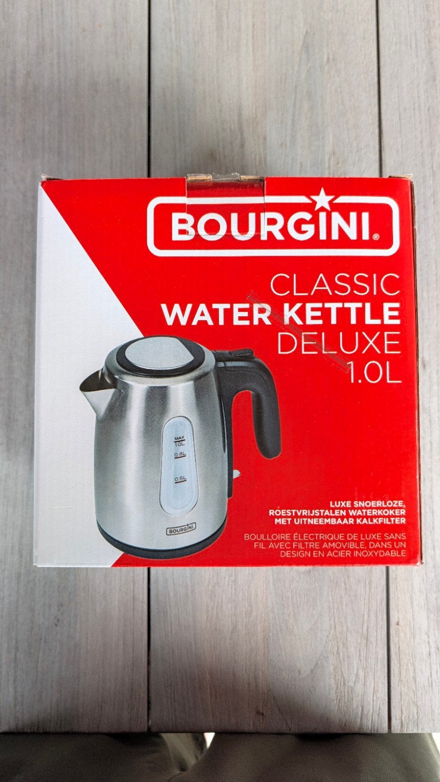 Bourgin Classic Waterkoker Deluxe 1.0L RVS Draadloos, Witgoed en Apparatuur, Waterkokers, 1 tot 2 liter, Ophalen, Zo goed als nieuw