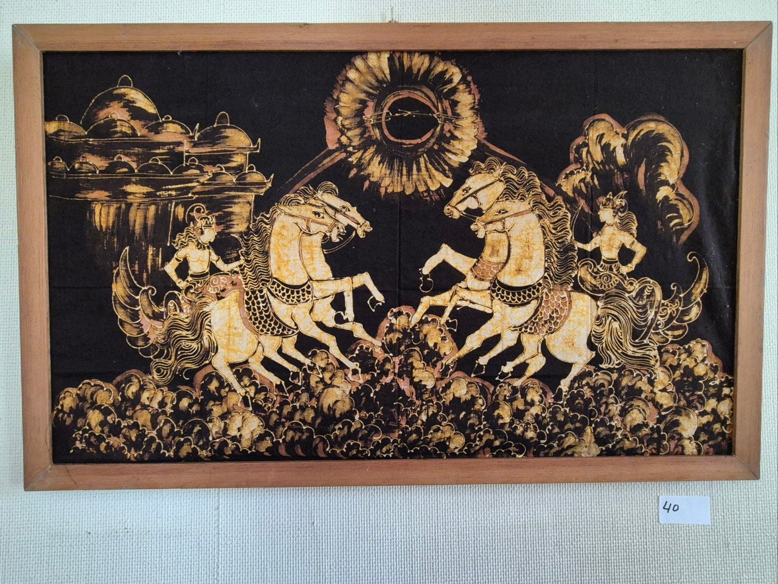 Batik doek ingelijst., Ophalen, Wanddecoratie, Textiel, 55 cm