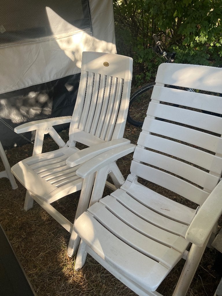 6 Hartman tuinstoelen wit, Ophalen, Gebruikt, Kunststof, Verstelbaar