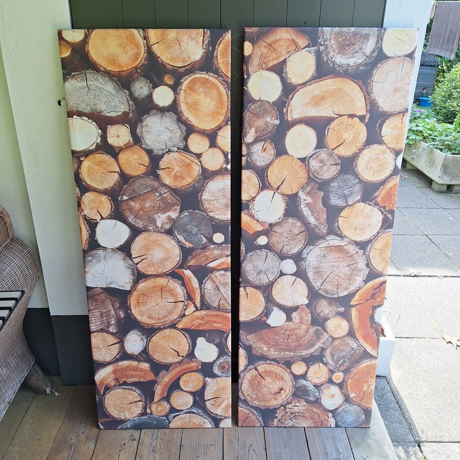 Decoratief 2 x  paneel met houtblokken print, Ophalen, Hout, Gebruikt, Landelijk