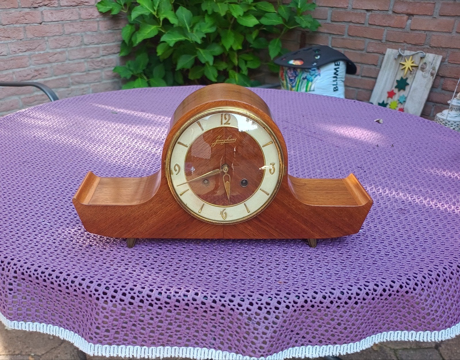 Antieke Junghans schouwklok met slagwerk, Antiek en Kunst, Antiek | Klokken, Ophalen of Verzenden
