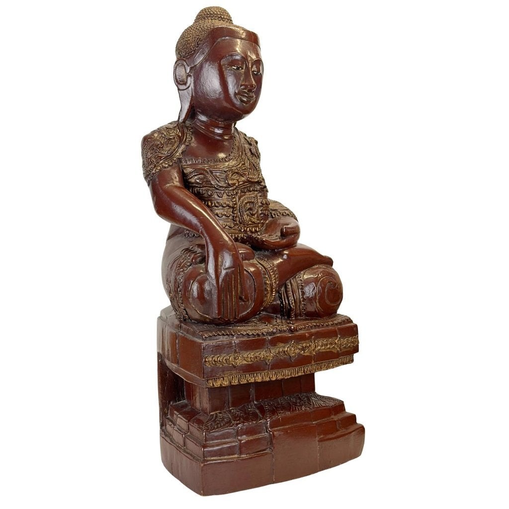 Boeddhabeeld – Birmees Mandalay – bladgoud, Overige herkomsten, Ophalen of Verzenden, Beeld, Hout