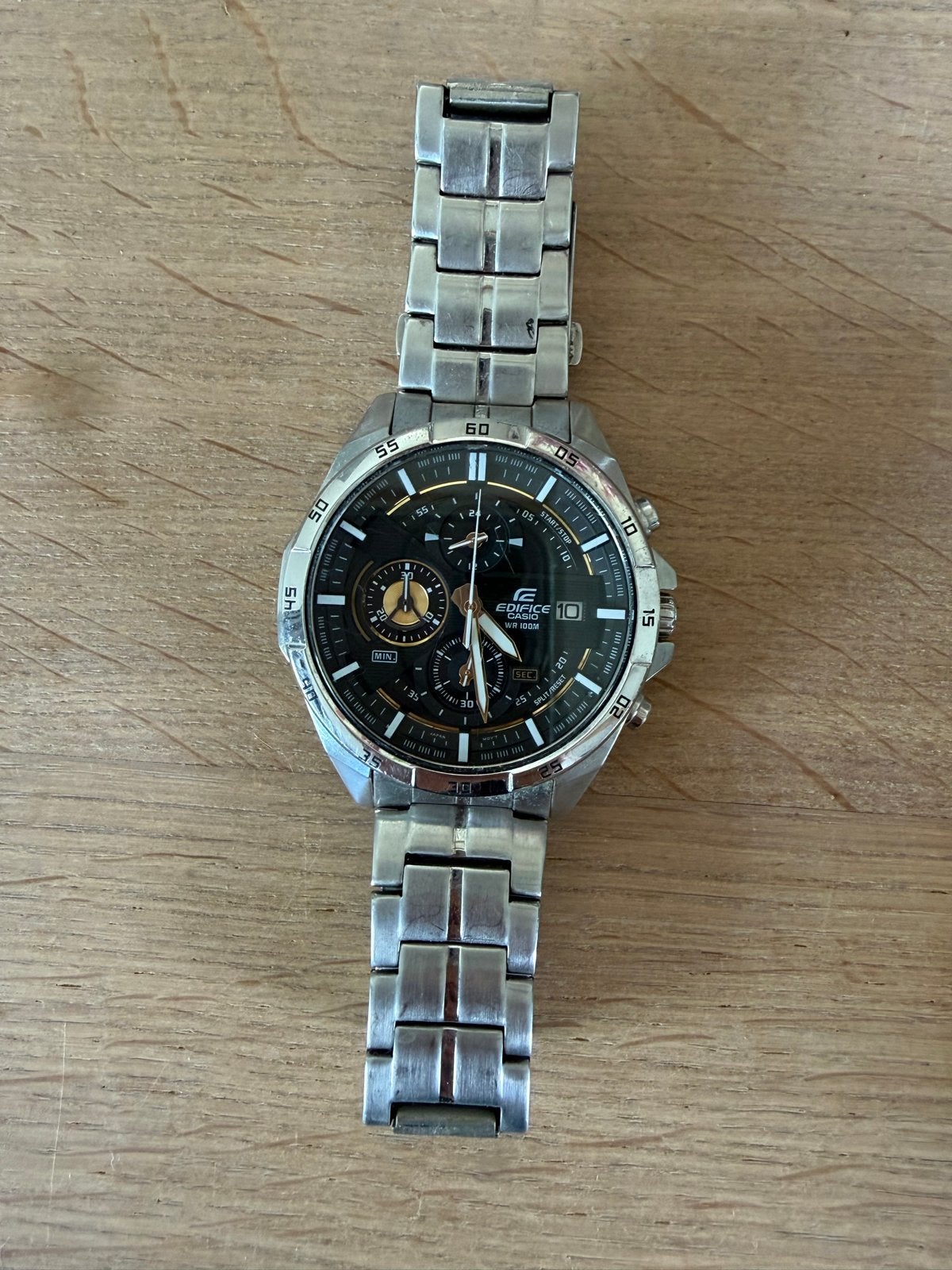 Casio Edifice Herenhorloge - Staal, Zwart/Goud, Sieraden, Tassen en Uiterlijk, Horloges | Heren, Casio, Gebruikt, Staal, Polshorloge
