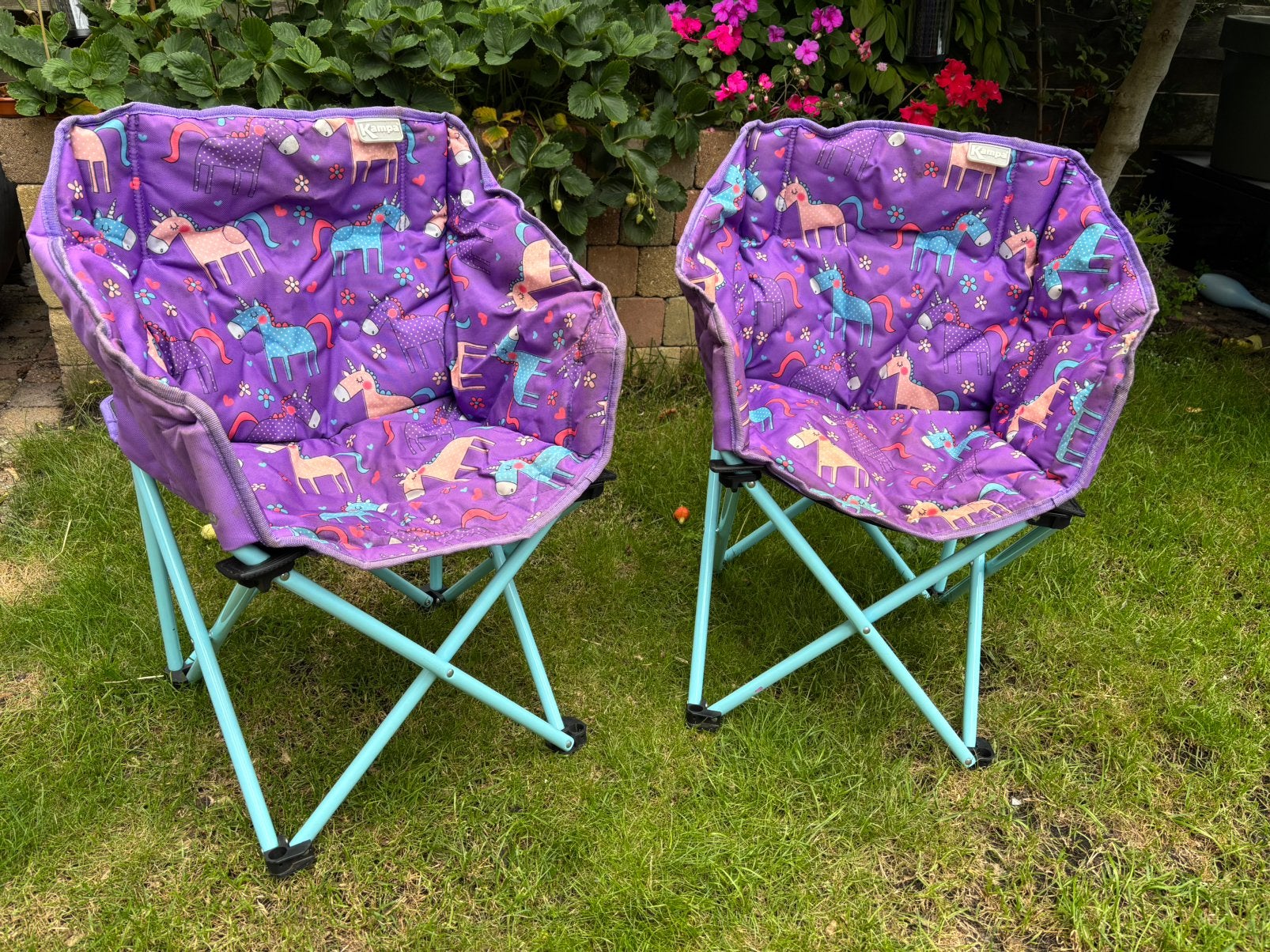 2x Kampa kinderstoel unicorn - opvouwbaar, Caravans en Kamperen, Ophalen, Zo goed als nieuw, Campingstoel