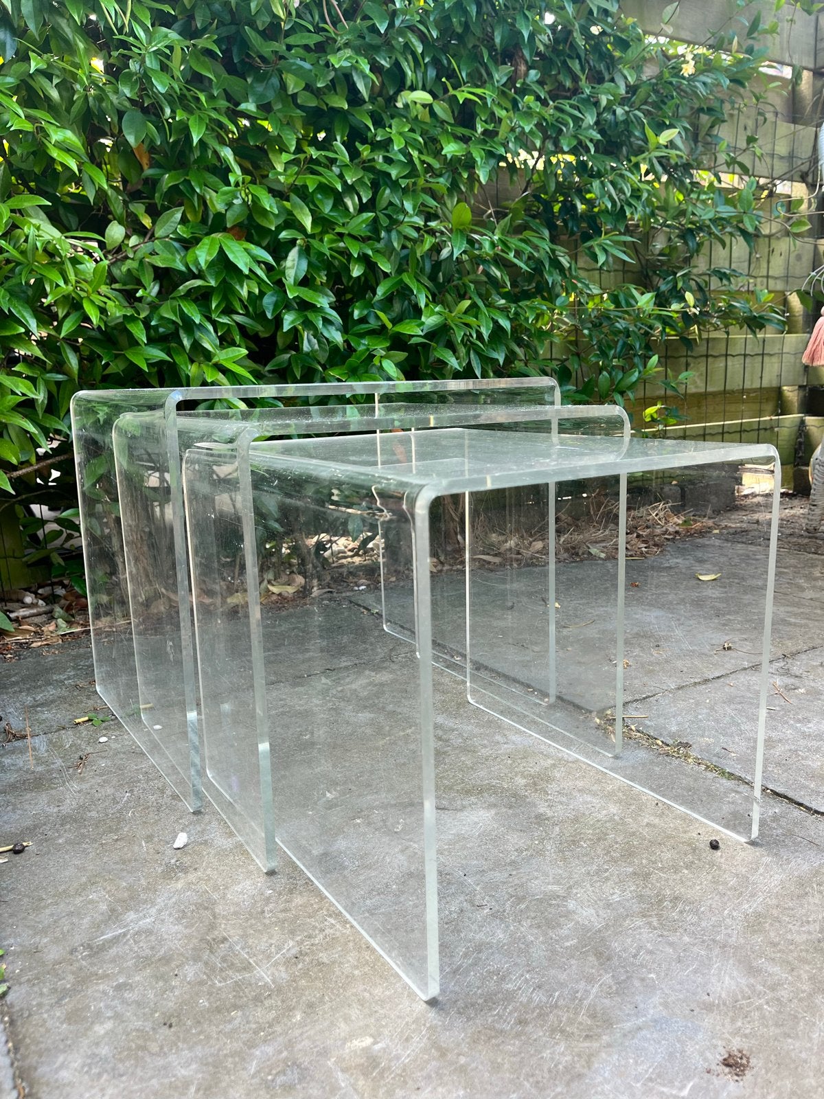 Set van 3 Space Age Plexiglas Bijzettafels Jaren '70, Ophalen
