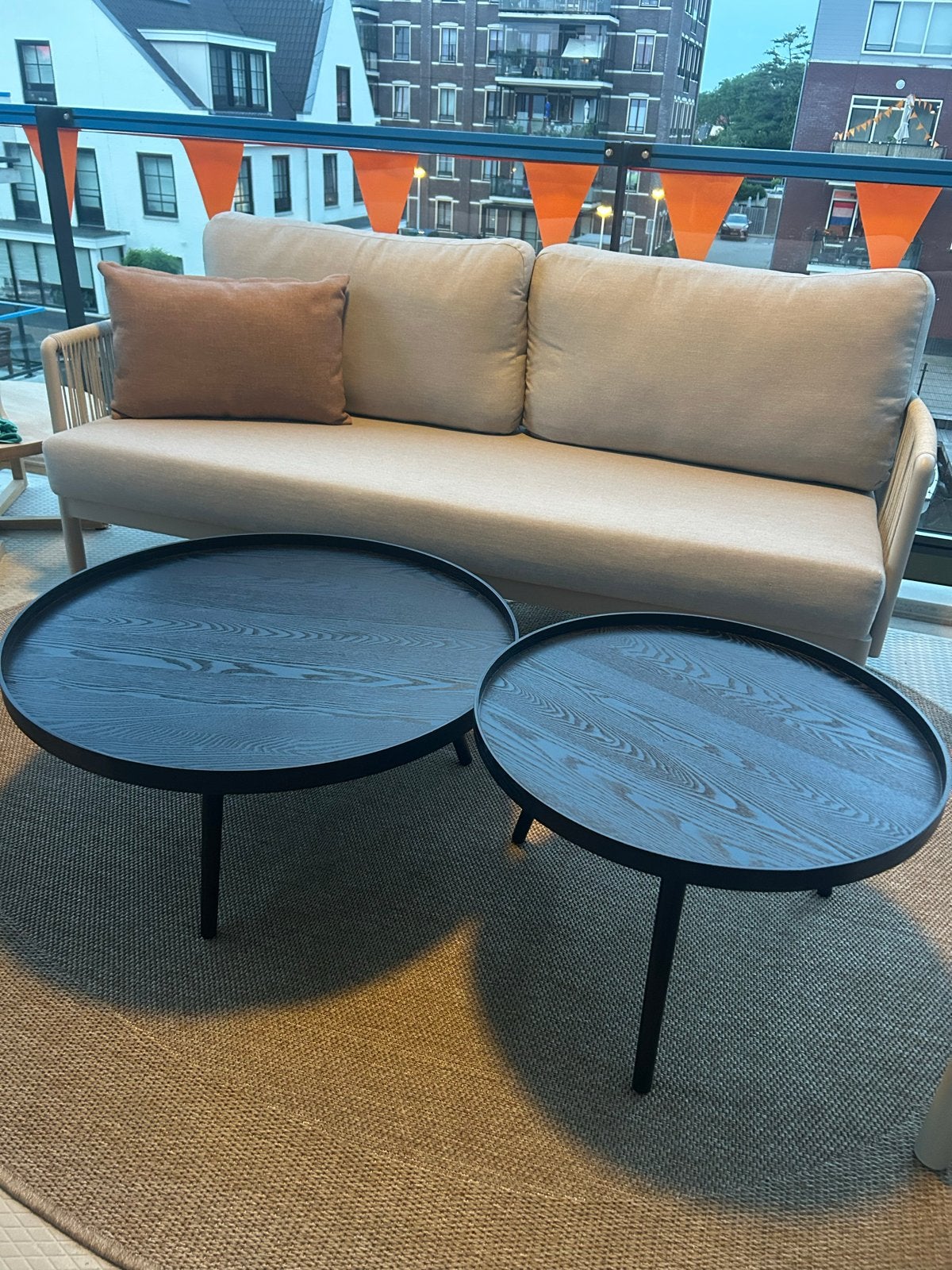 Woood salontafels zwart 60 cm & 78 cm, Huis en Inrichting, Tafels | Salontafels, Ophalen, Gebruikt, Rond, 50 tot 100 cm