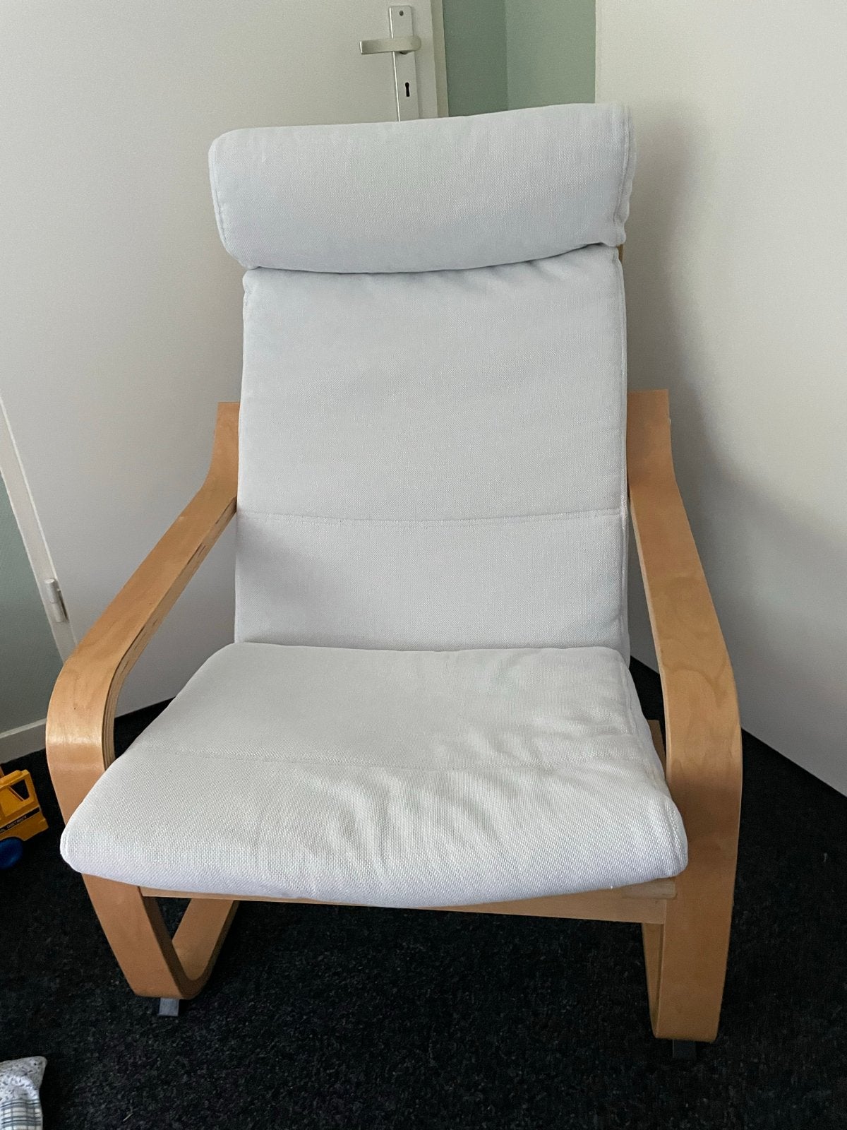 IKEA Poäng stoel met creme/wit kussen, Ophalen, Gebruikt, Hout, Eén