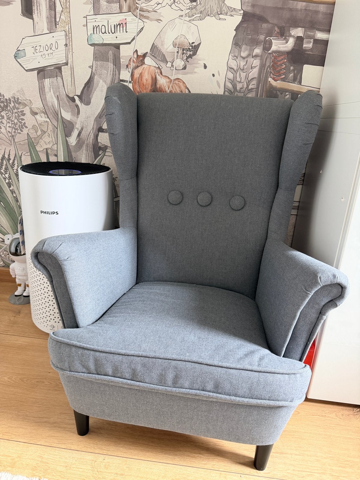 Kinder fauteuil grijs Ikea kinderstoel, Huis en Inrichting, Ophalen, Zo goed als nieuw, 50 tot 75 cm
