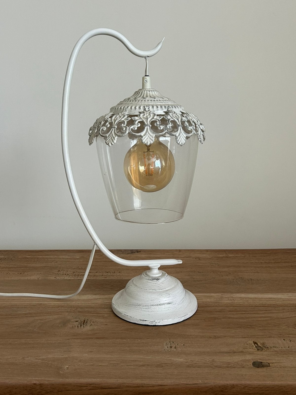 EGLO Vintage Sudbury tafellamp – Patina wit – Helder glas, Wit, Landelijk, Ophalen, Eglo