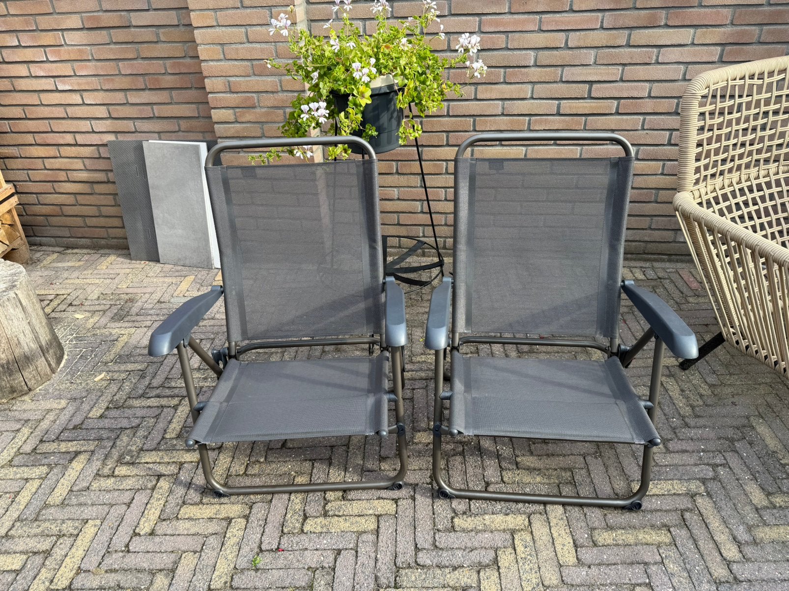 Redwood 2x camping/strandstoel laag te koop, Ophalen, Gebruikt