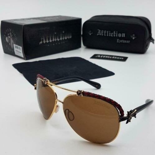 Zonnebril Affliction Baxter-A 64-11-125 Black and Red Gold, Overige merken, Zonnebril, Overige kleuren, Nieuw