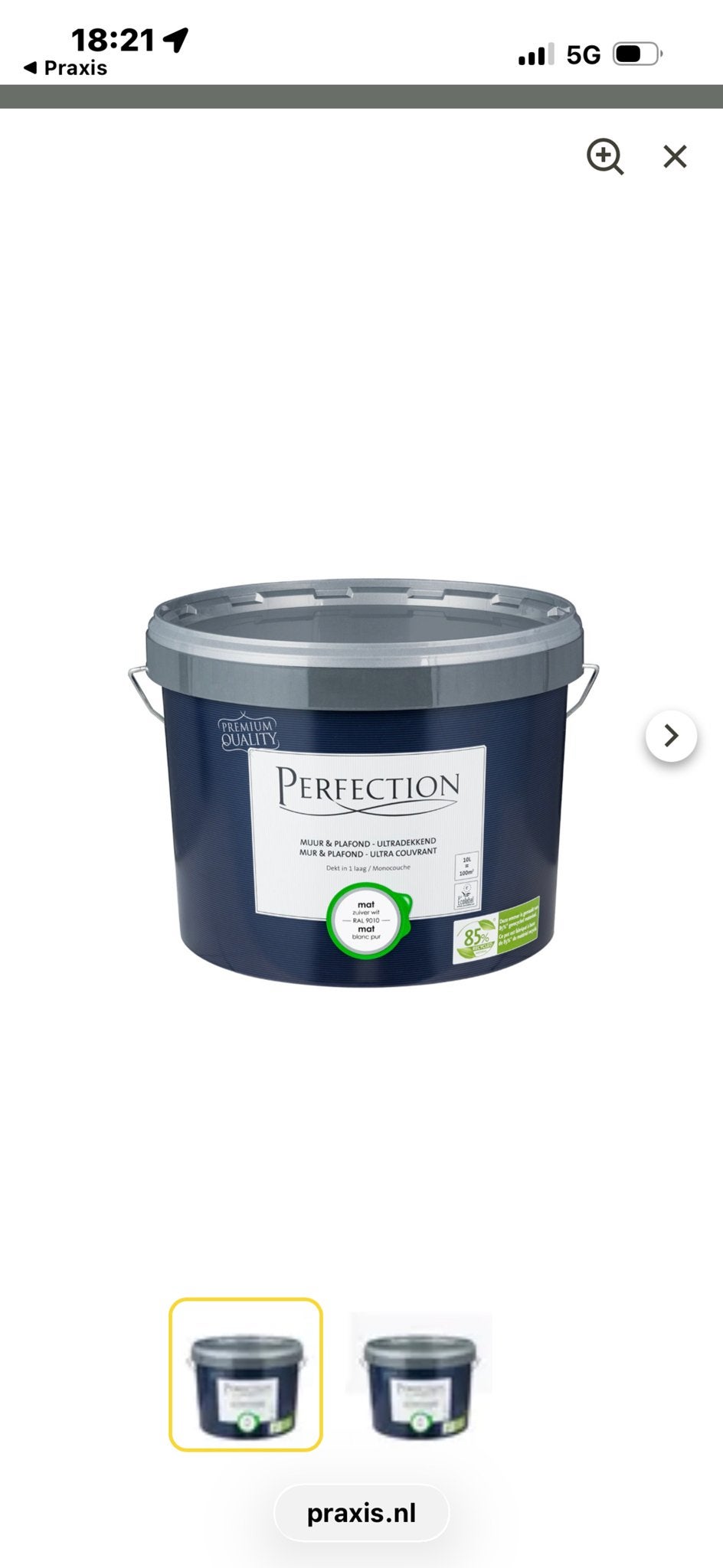 Perfection Muur & Plafond Ultra Dekkend Mat RAL 9010, 5 tot 10 liter, Wit, Nieuw, Ophalen of Verzenden